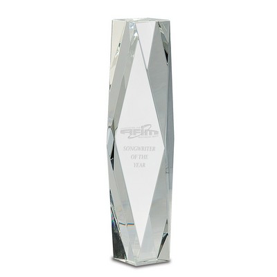 Clear Faceted Crystal Tower Award (12")