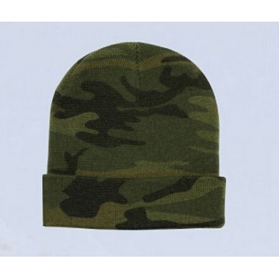 12" Knitted Camo Beanie Hat