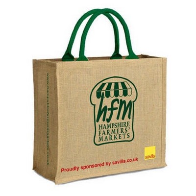 14"x14"x4" Jute Tote Bag