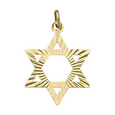 14K Yellow Gold Star of David Pendant - 1.7gm