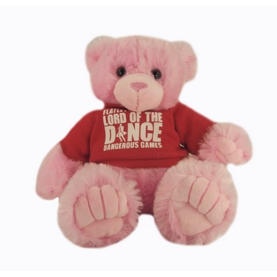 9" Pink Peter Bear Stuffed Animal w/T-Shirt & One Color Imprint