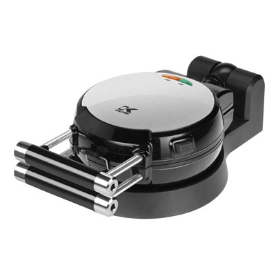 Black And Stainless Steel Belgian Waffle Maker w/Detachable Plates