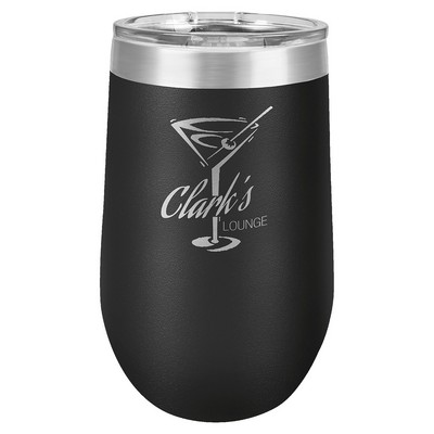 PC 16 oz. Black Vacuum Insulated Stemless Tumbler w/ Lid