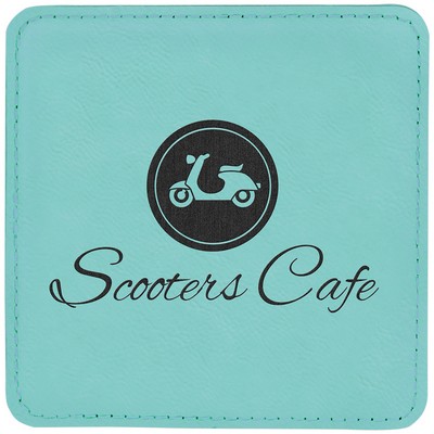 Leatherette Square Coaster (Teal Green)