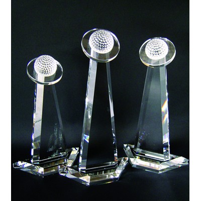 Golf Tower Optical Crystal Award/Trophy 12.5"H