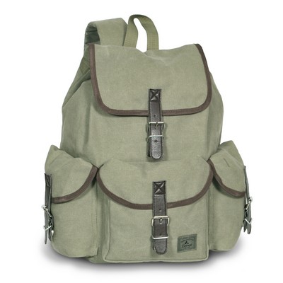 Everest Canvas Rucksack, Olive Green