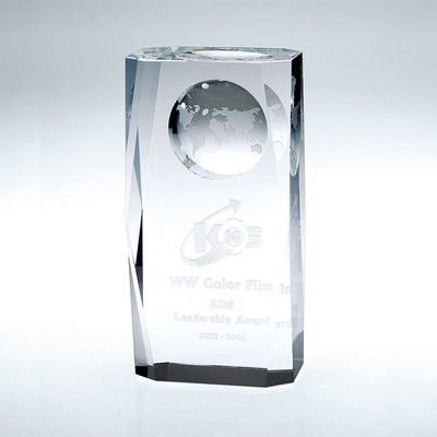 Beveled Globe Column Small Optic Crystal Award