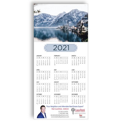 Z-Fold Personalized Greeting Calendar - Scenic City by the Lake