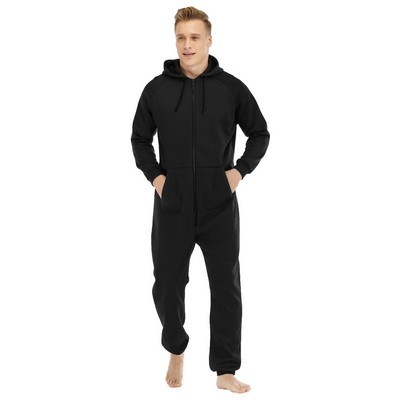 Mens Pajamas Double-Faced Fleece Jumpsuit