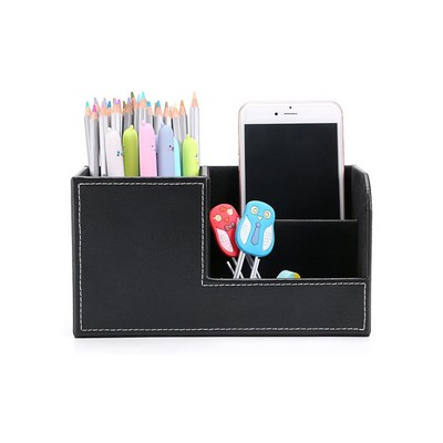 Leather Multi-function Desk Stationery Organizer