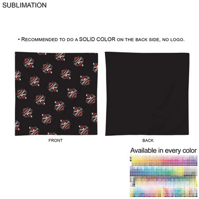 Colored Sublimated Bandana, 22x22, Sublimated Edge to Edge 2 sides