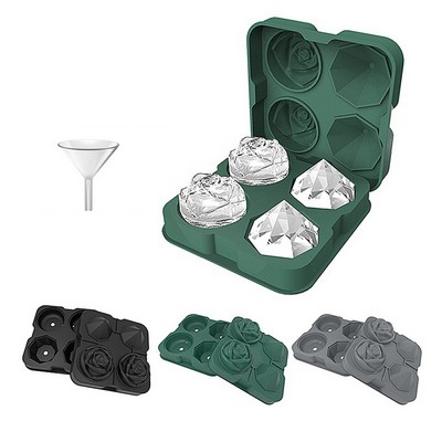 Rose Diamond Shape Silicone Ice Cube Tray