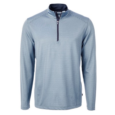 Cutter & Buck Virtue Eco Pique Micro Stripe Recycled Mens Quarter Zip