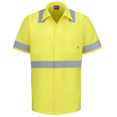 Red Kap® Hi-Visibility Short Sleeve Ripstop Work Shirt w/Mimix™