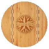 11¾" Round Bamboo Cutting Board w/Butcher Block Inlay