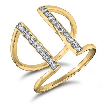 Jilco Inc. Yellow Gold Contemporary Diamond Cuff Ring