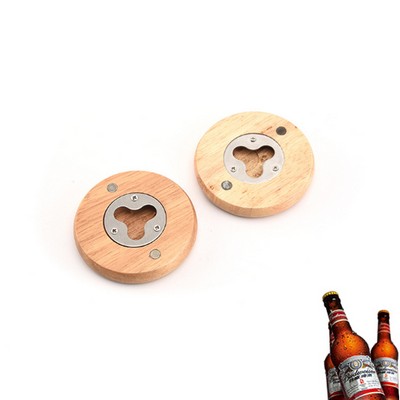 Wooden Bottle Opener w/Magnet