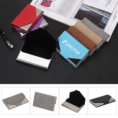 Stainless Steel Business Card Cases W/PU Leather Business Card Holders