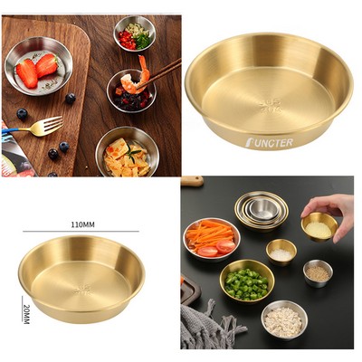 Gold Round 304 Stainless Steel Sauce Dishes Seasoning Dip Bowls Sauce Seasoning Plate 4.3"