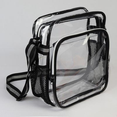 Clear Shoulder Bag w/Multiple Zipper Pockets