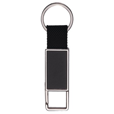 Snap On Double Sided Black Rectangle Key Chain