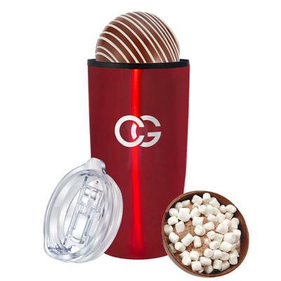 Promo Revolution - 20 Oz. Straight Tumbler w/Plastic Liner Gift Set w/Milk Hot Chocolate Bomb