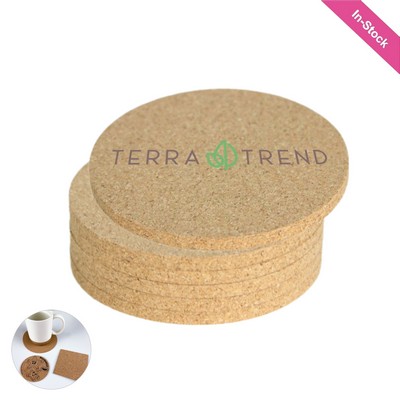 4" Natural Cork Coaster Round 1/5" Thick