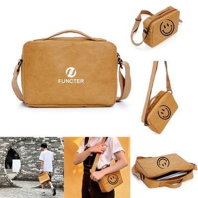 Reusable Kraft Paper Crossbody Bag Durable Tyvek Material Sling Bag for Everyday Use