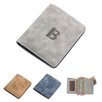 PU Leather Mens Slim Wallet with Money Clip