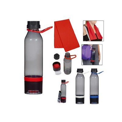 22 Oz. Energy Sports Bottle With Phone Holder And Cooling Towel