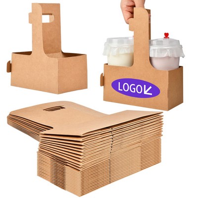 Kraft Paper Double Cup Foldable Carrying Holder