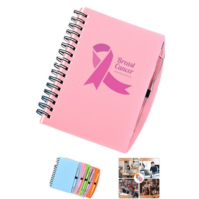 Pink Ribbon Spiral Notebook with Pen