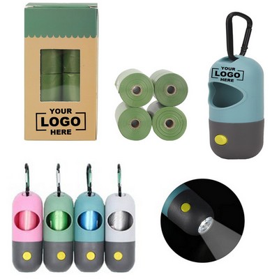 Dog Poop Bags with Dispenser and Flashlight - 4 Rolls Eco-friendly