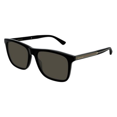 Gucci® Men's Black & Gray Polarized Rectangular Sunglasses