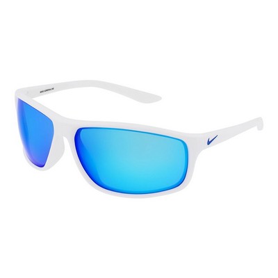 Nike® Adrenaline White Sunglasses w/Blue Mirror Lens