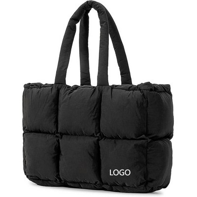 Puffer Tote Bag, Large Quilted Puffy Handbag,Lightweight Satchel Purse for Work Travel Gym Shop