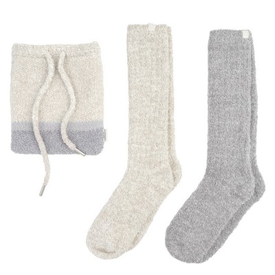 Montecito Socks Set w/ Drawstring Pouch - Heathered - Fog / Nickel + Ivory / Oyster - OS