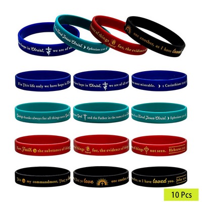 Set Of 10 Inspirational Silicone Bracelets