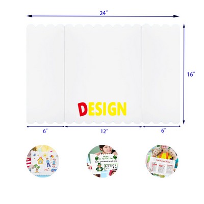 24 x 16 Inches Fun Wave Edge Trifold Poster Board with Double Sided Tapes