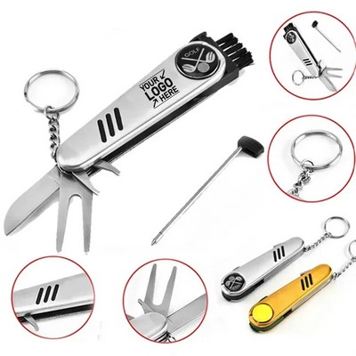 Compact 7 in 1 Stainless Steel Golf Tool Kit for Pocket Use