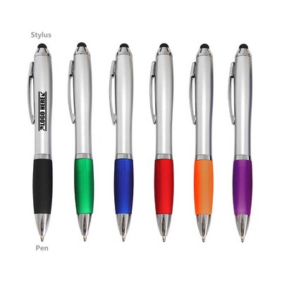 Silver Click Pen w/Stylus