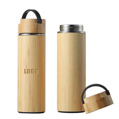 500ml Bamboo Encased Stainless Steel Cup with Double Wall Insulation