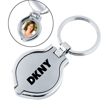 Round Photo Frame w/Mirror Keychain