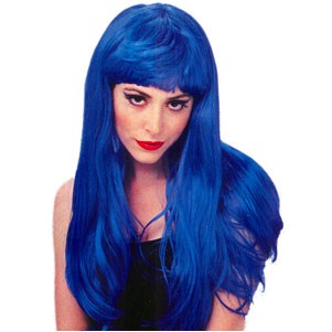 Shoulder Length Blue Wig