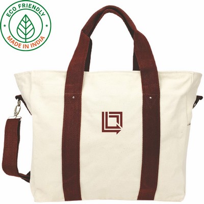 Voyager Duffel Bag Eco Friendly Canvas Natural / Maroon