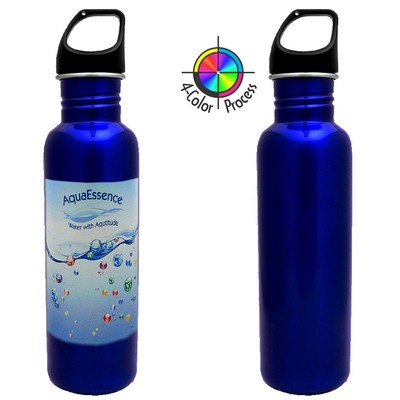 26 Oz. Blue Stainless Excursion Bottle (4 Color Process)