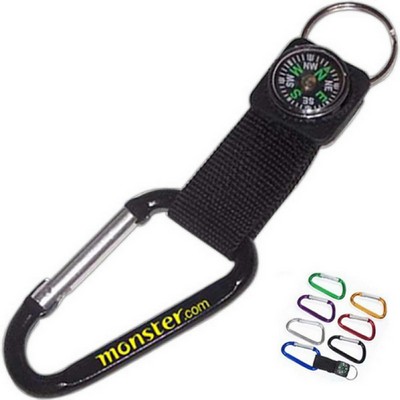 Aluminum Carabiner w/Compass - 7 Cm (2 Week Production)