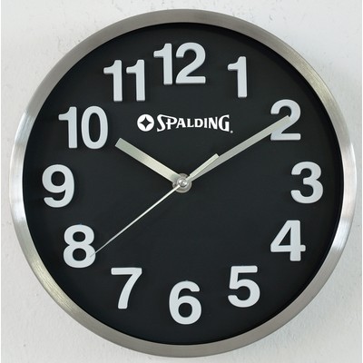 10" Stainless Steel Deluxe Black Dial Wall Clock