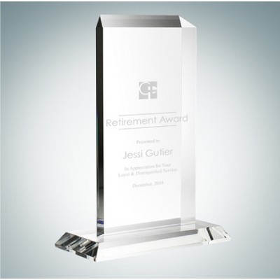 Vertical Rectangle Optical Crystal Award Plaque w/ Base (Large)