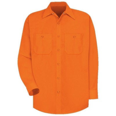 Red Kap™ Enhanced Visibility Long Sleeve Work Shirt - Fluorescent Orange